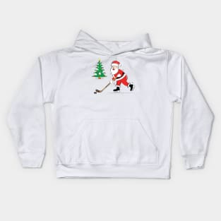 Hockey Santa and Christmas Tree Kids Hoodie